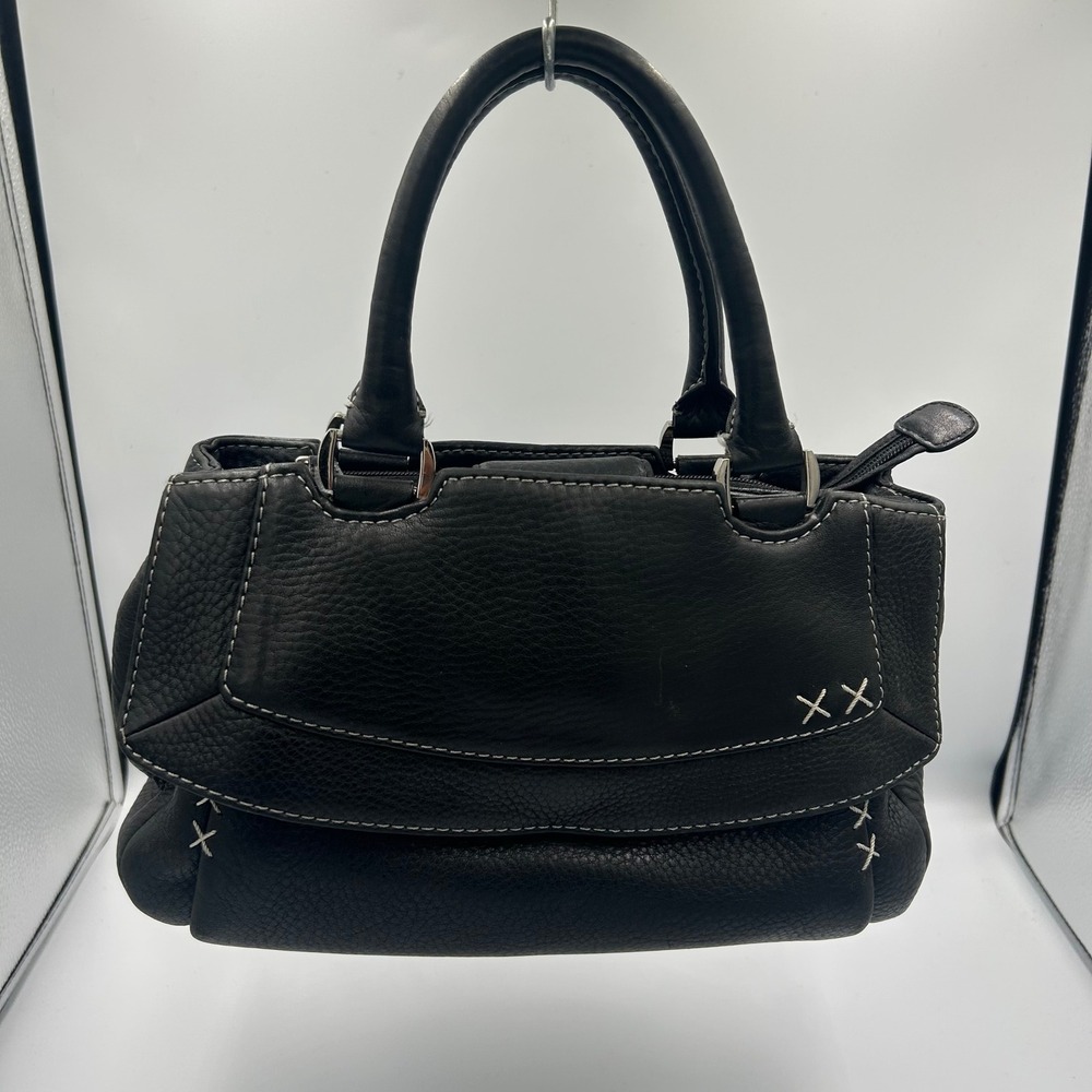 Radley London Satchel Handbag Womens Small Black Leather Contrast Stitch B-027